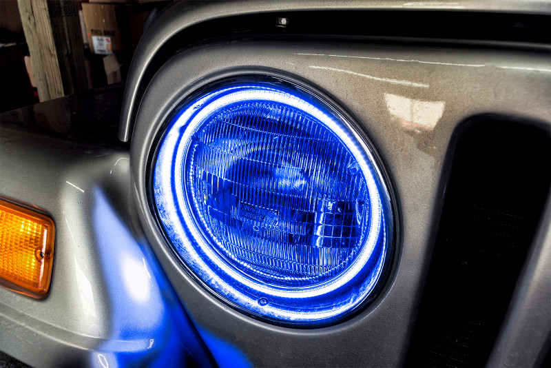 Oracle 97-06 Jeep Wrangler TJ Surface Mount LED Headlight Halo Kit - Blue - 3947-002 Photo - lifestyle view