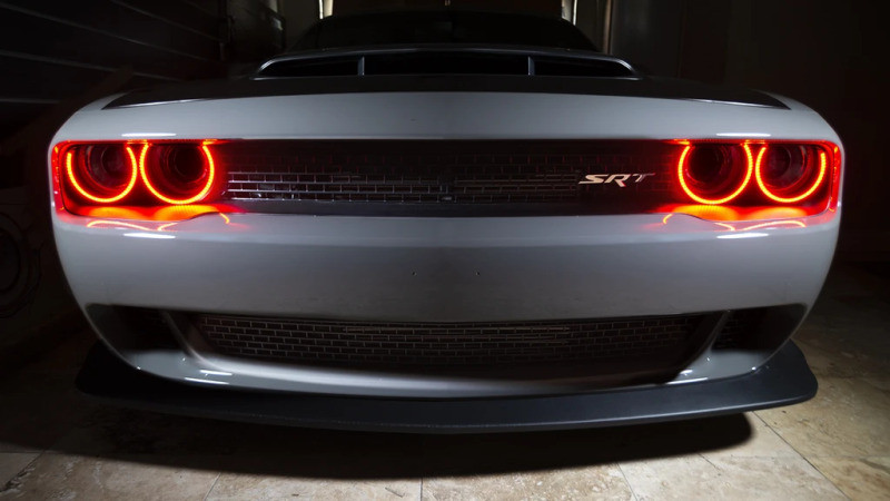 Oracle 15-23 Dodge Challenger Pre-Installed LED Halo Headlight Bezel - Red - 7739-003 Photo - lifestyle view