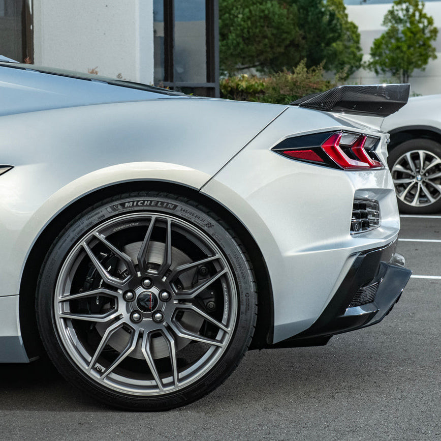 EOS Carbon Fiber 1.5" Extended Rear Wing Wickerbill Winglets - C8 Corvette Z06 (SPLITTER-1354-BKCF)