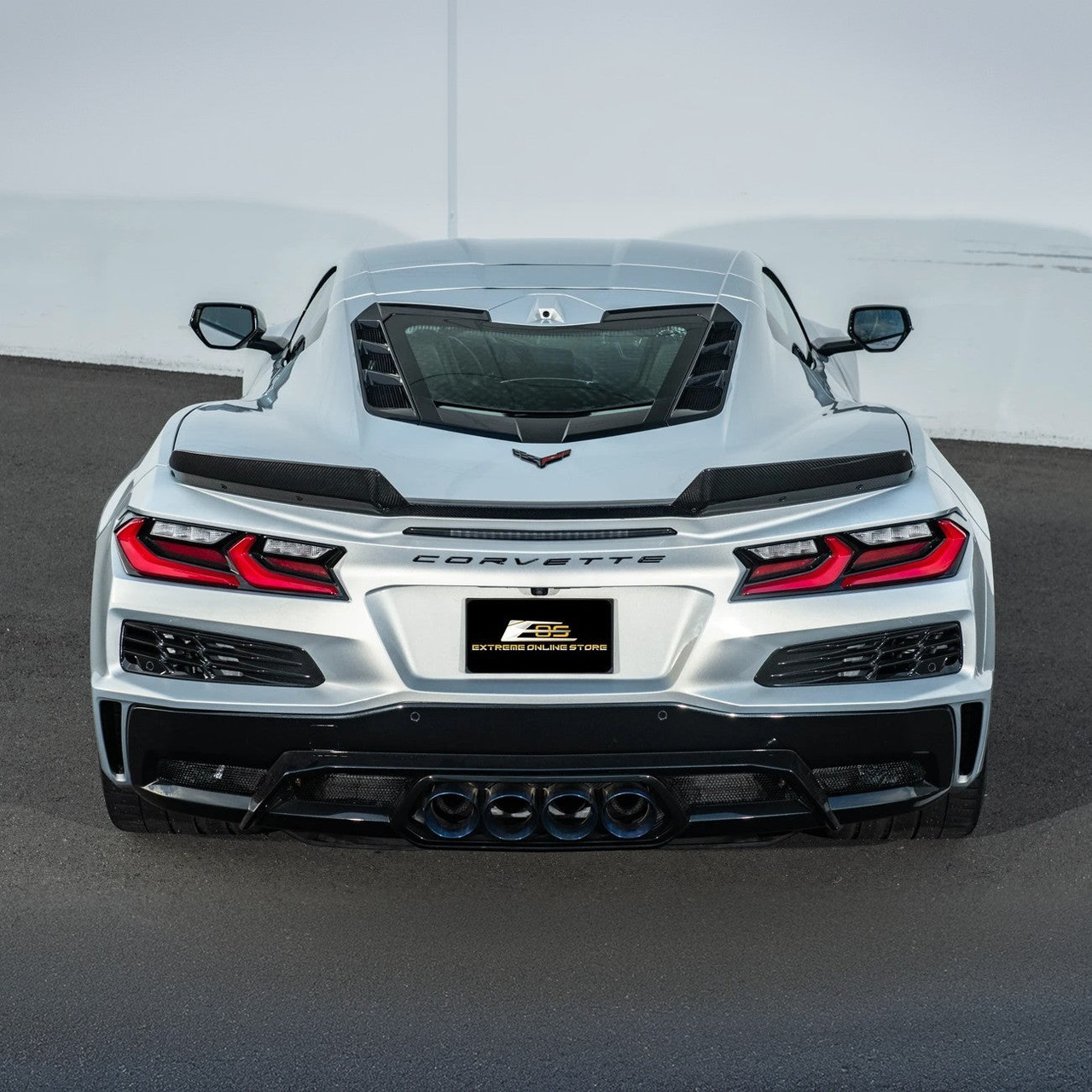 EOS Carbon Fiber 1.5" Extended Rear Wing Wickerbill Winglets - C8 Corvette Z06 (SPLITTER-1354-BKCF)