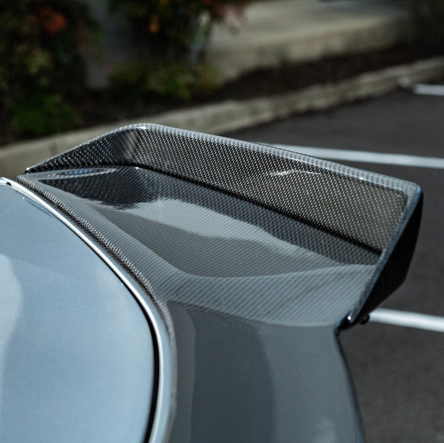 EOS Carbon Fiber 1.5" Extended Rear Wing Wickerbill Winglets - C8 Corvette Z06 (SPLITTER-1354-BKCF)