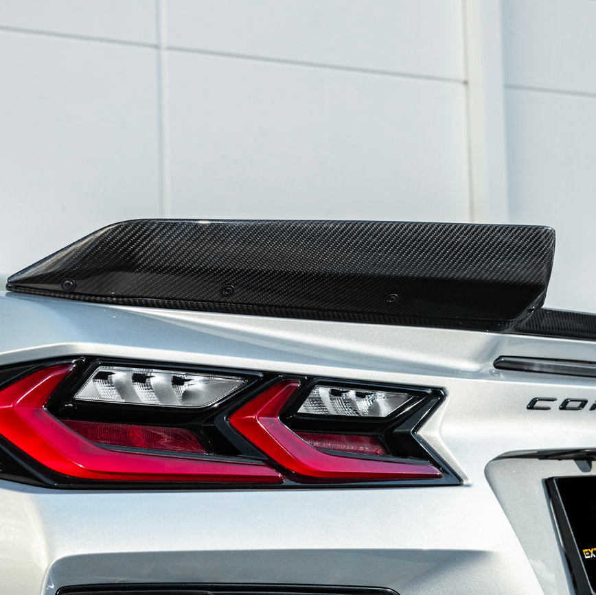 EOS Carbon Fiber 1.5" Extended Rear Wing Wickerbill Winglets - C8 Corvette Z06 (SPLITTER-1354-BKCF)