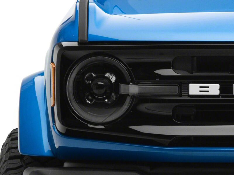 Raxiom 21-26 Ford Bronco LED Halo Headlights with Amber Backlight- Black Housing- Clear Lens - FB48241 Photo - Close Up