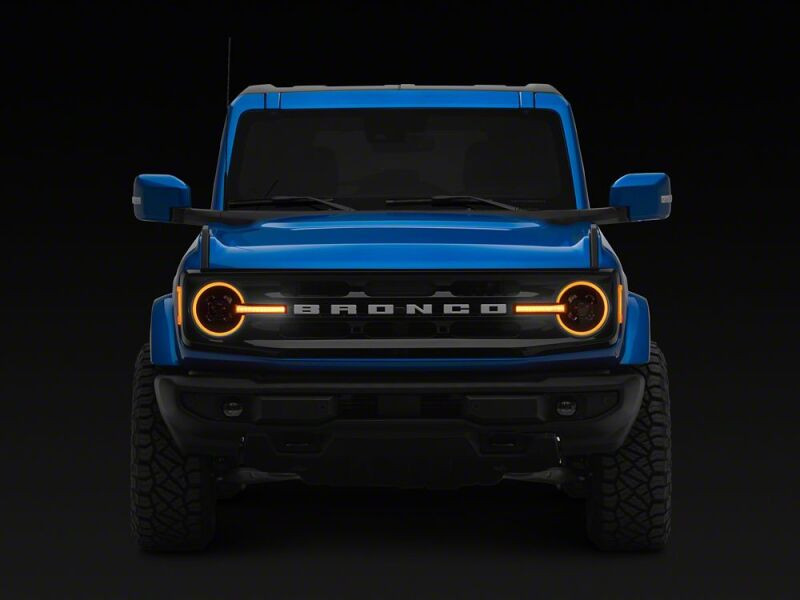 Raxiom 21-26 Ford Bronco LED Halo Headlights with Amber Backlight- Black Housing- Clear Lens - FB48241 Photo - Close Up