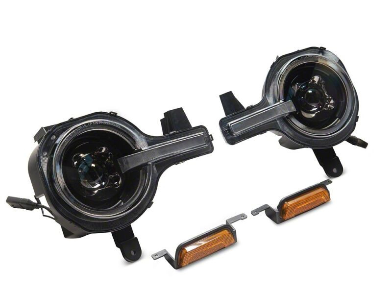 Raxiom 21-26 Ford Bronco LED Halo Headlights with Amber Backlight- Black Housing- Clear Lens - FB48241 Photo - Close Up
