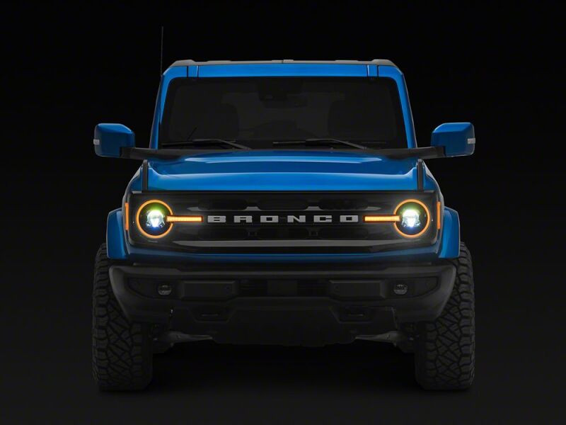 Raxiom 21-26 Ford Bronco LED Halo Headlights with Amber Backlight- Black Housing- Clear Lens - FB48241 Photo - Close Up