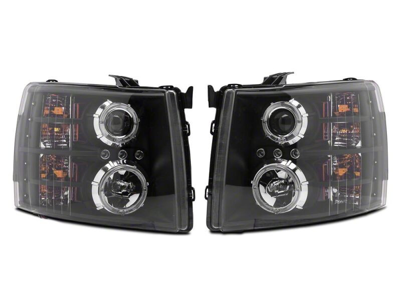 Raxiom 07-13 Chevrolet Silverado 1500 LED Halo Projector Headlights- Black Housing- Clear Lens - S112713 Photo - Close Up