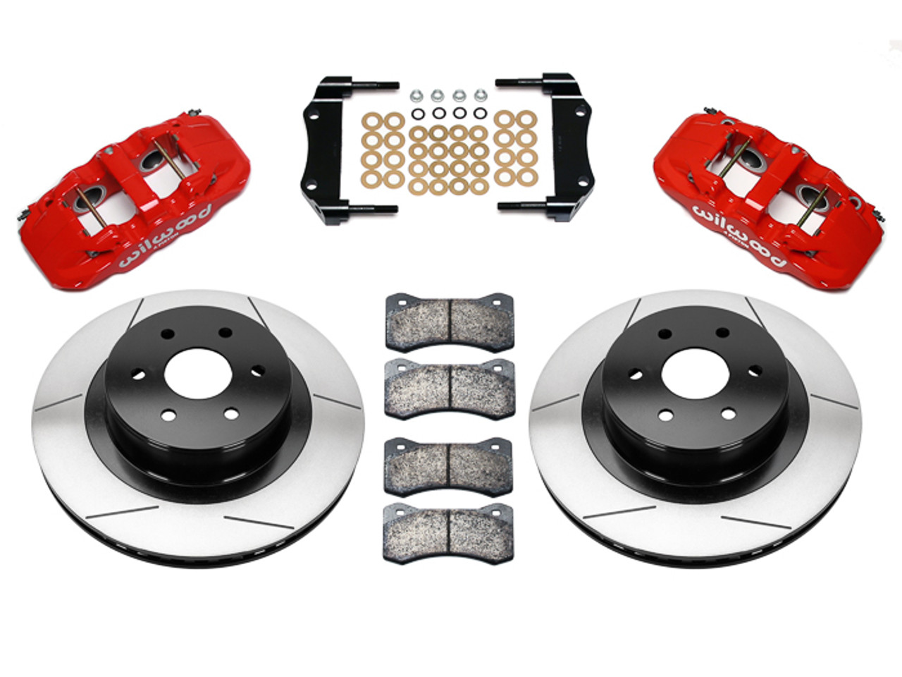 Wilwood AERO4 Big Brake Kit - Rear - Red Calipers / Slotted Rotors - 14-18 Silverado & Sierra 1500