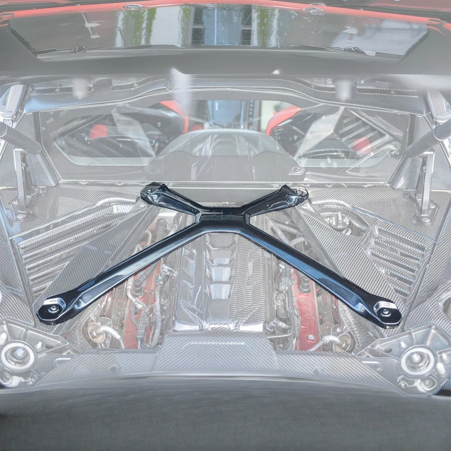 EOS Engine Bay X-Brace - Carbon Flash Metallic - C8 Corvette (BRACE-687-V2-FRP)