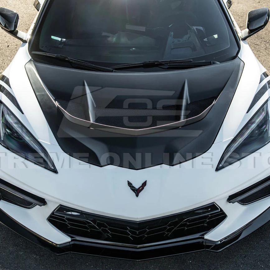 EOS ZR1 Style Fiberglass Carbon Flash Metallic Painted Hood - C8 Corvette Stingray / E-Ray / Z06 / ZR1 (HOOD-1004-V2-FRP)