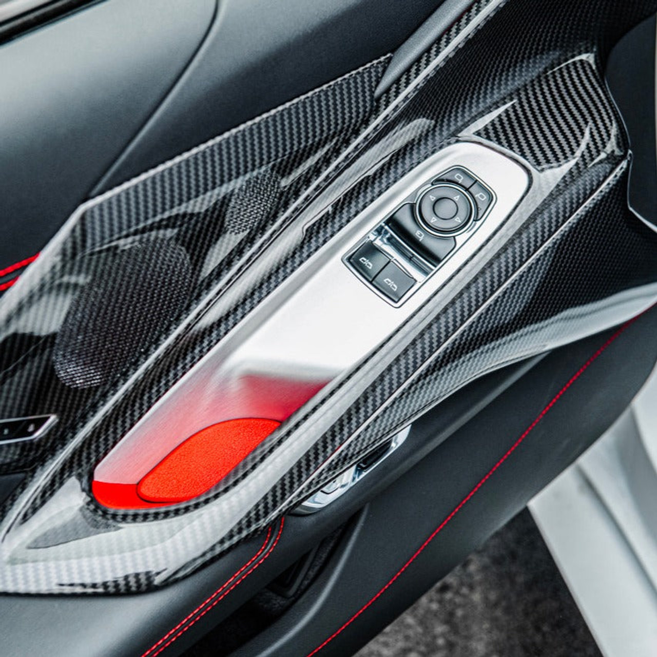 EOS Window Switch & Pillar Panel Covers - Carbon Fiber - C8 Corvette
