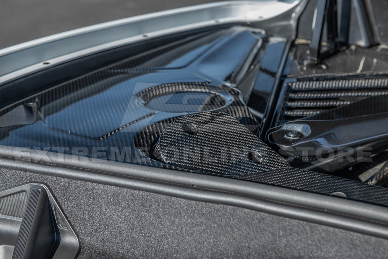 EOS Engine Bay Strut Covers w/o Mag-Ride - Carbon Fiber - C8 Corvette