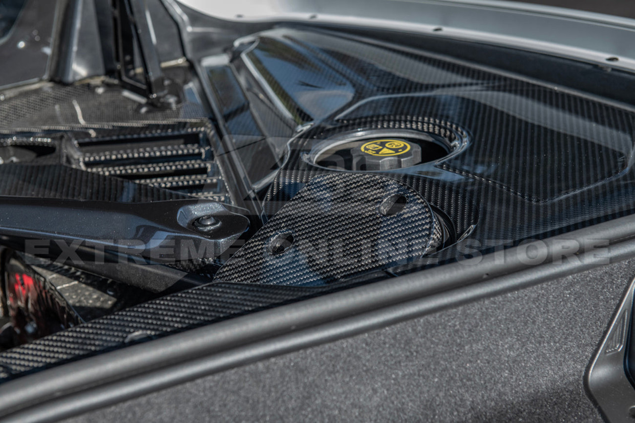 EOS Engine Bay Strut Covers w/o Mag-Ride - Carbon Fiber - C8 Corvette
