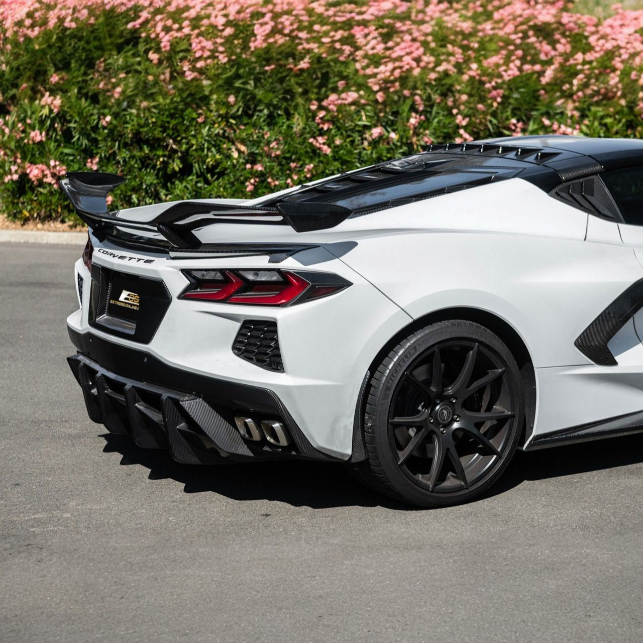 EOS Carbon Fiber Rear Tailight Side Covers - C8 Corvette Stingray / Z06 / ZR1 (VENT-1297-BKCF)