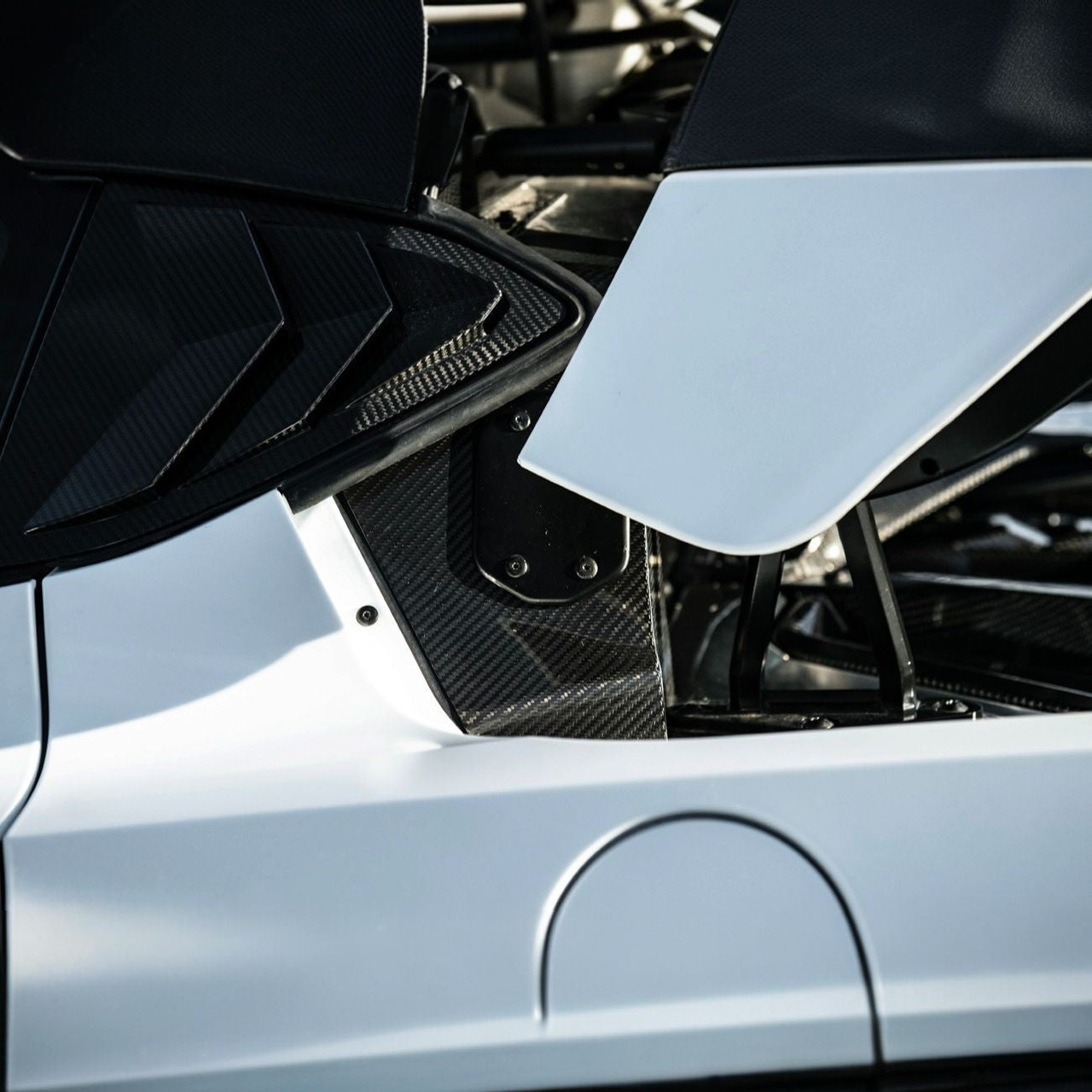 EOS Carbon Fiber Rear Hatch Hinge Cover - C8 Corvette (VENT-1340-BKCF)