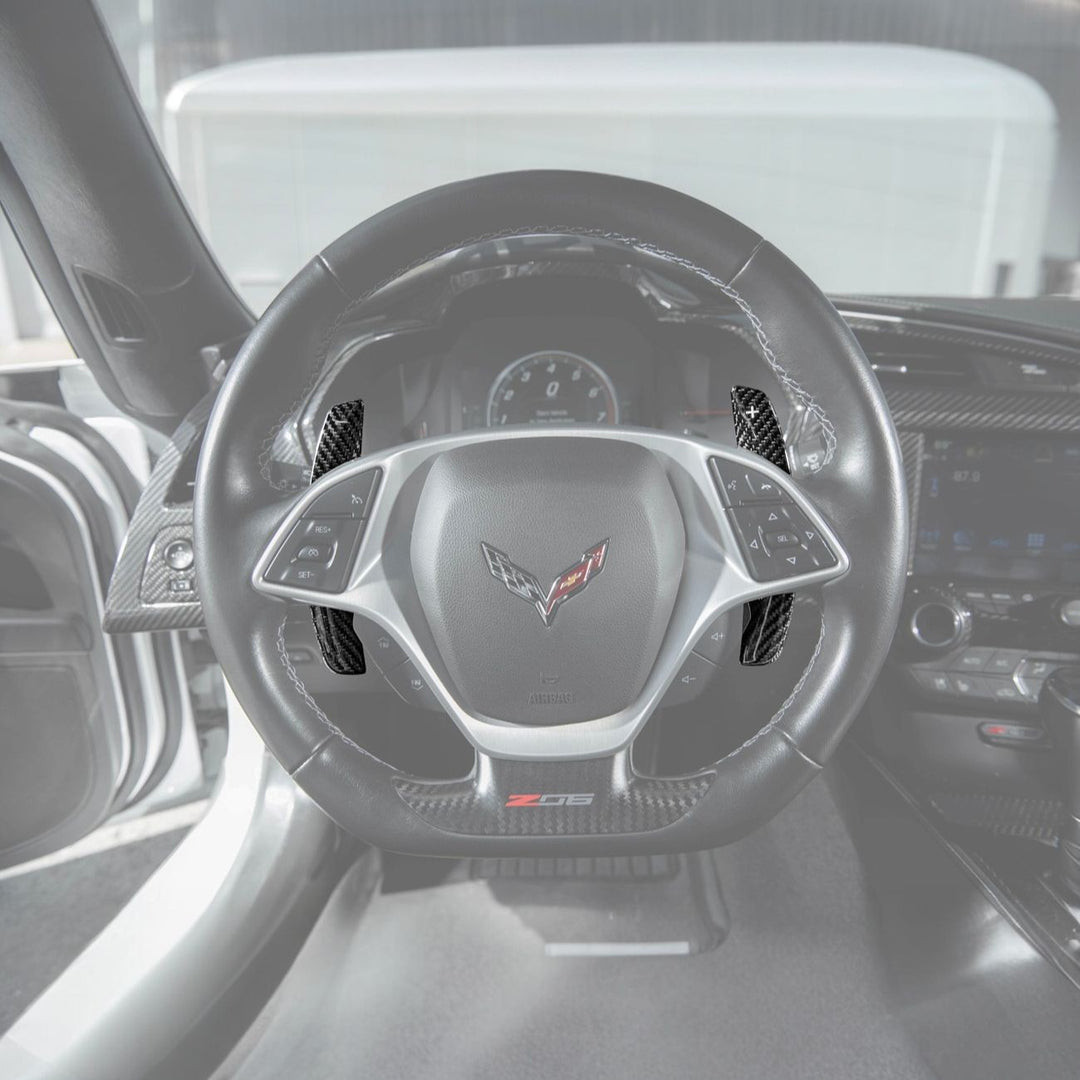 EOS Carbon Fiber Extended Paddle Shifters - 14-19 C7 Corvette (VENT-1351-BKCF)