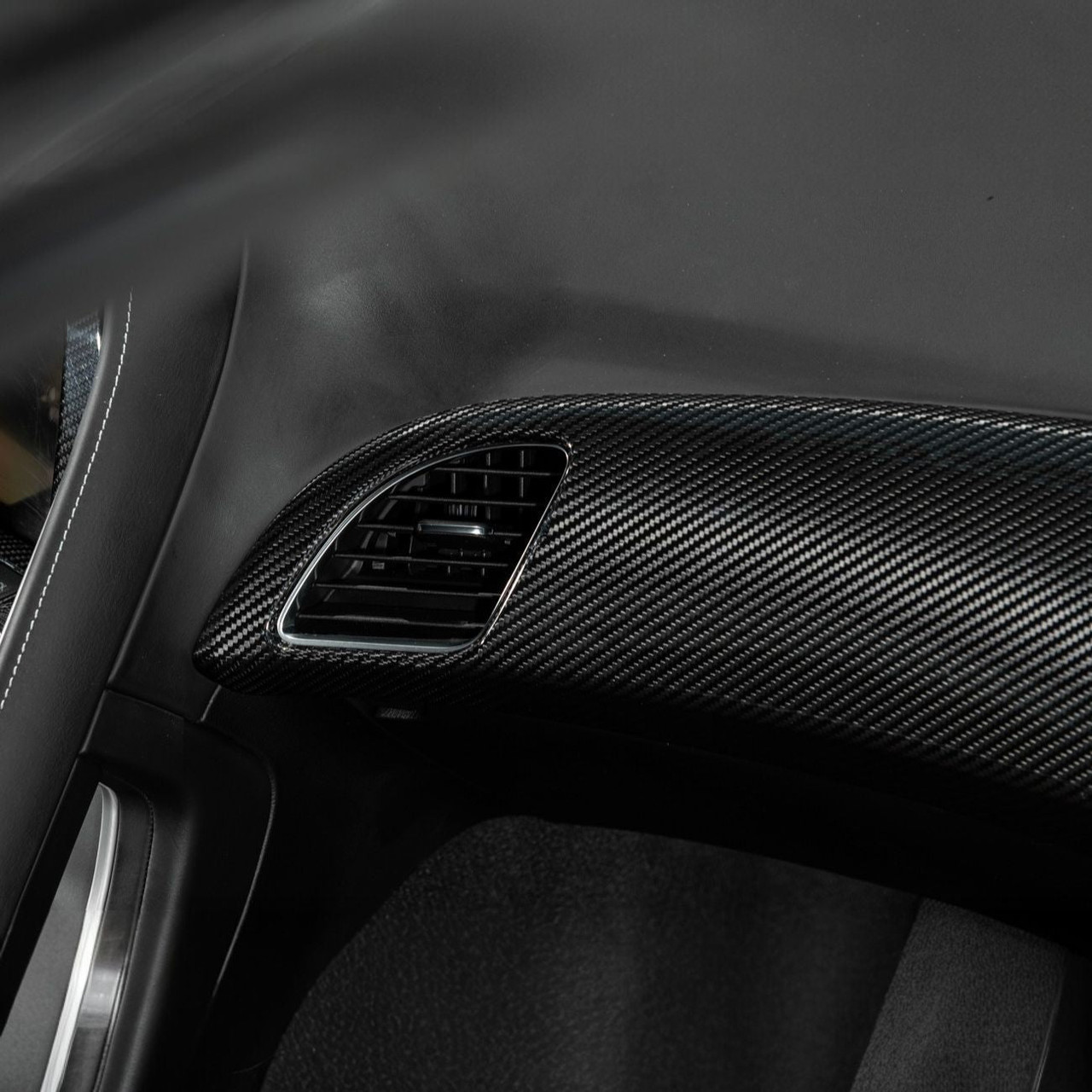 EOS Carbon Fiber Passenger Side Dash Cover - 14-19 C7 Corvette (VENT-1398-BKCF)
