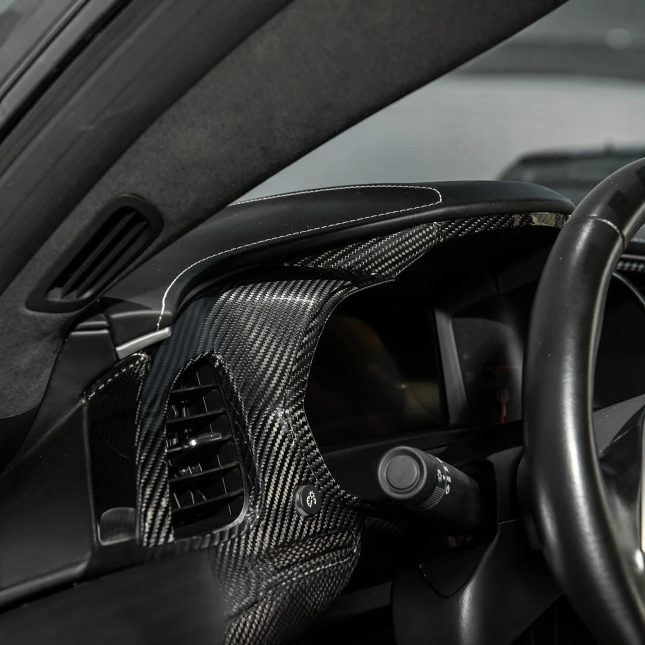 EOS Carbon Fiber Driver Side Instrument Panel - 14-19 C7 Corvette (VENT-1399-BKCF)