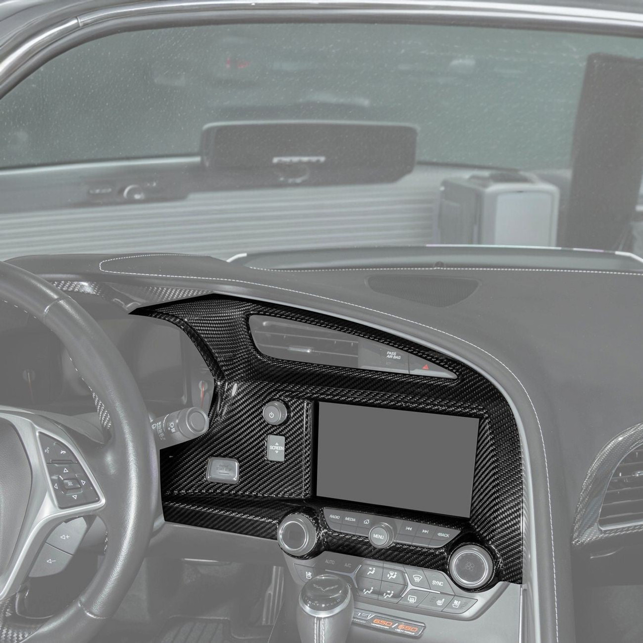 EOS Carbon Fiber Center Dash Cover - 14-19 C7 Corvette (VENT-1400-BKCF)