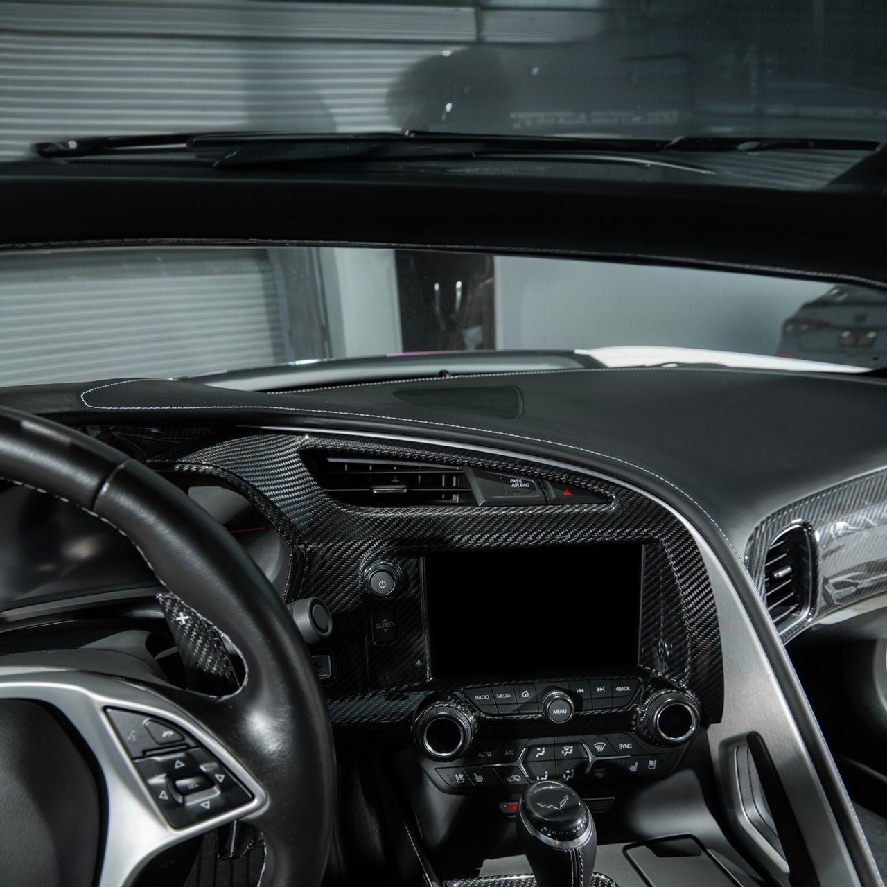 EOS Carbon Fiber Center Dash Cover - 14-19 C7 Corvette (VENT-1400-BKCF)