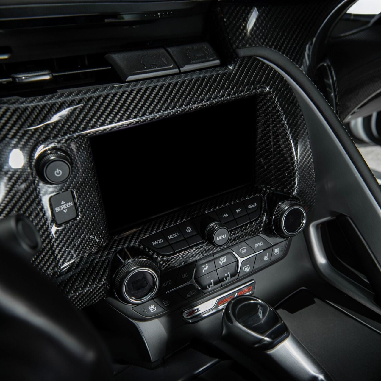EOS Carbon Fiber Center Dash Cover - 14-19 C7 Corvette (VENT-1400-BKCF)