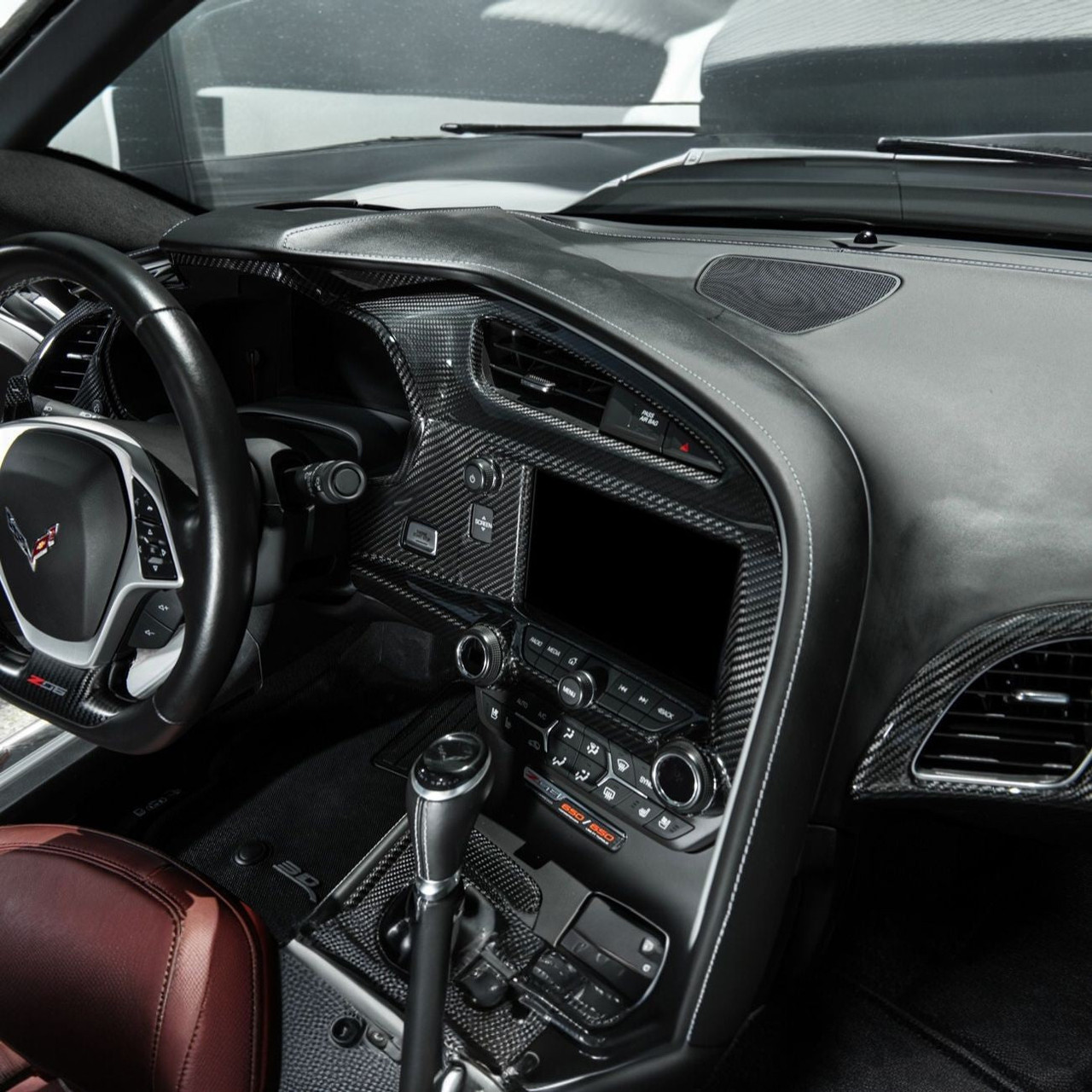 EOS Carbon Fiber Center Dash Cover - 14-19 C7 Corvette (VENT-1400-BKCF)