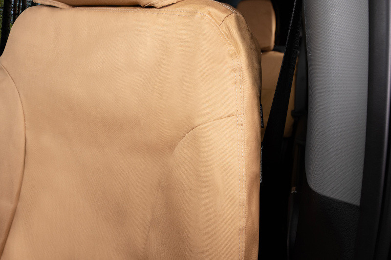 Covercraft 14-23 Ford Transit Polycotton SeatSaver Custom Front Row Seat Covers-Tan - SS3442PCTN Photo - out of package
