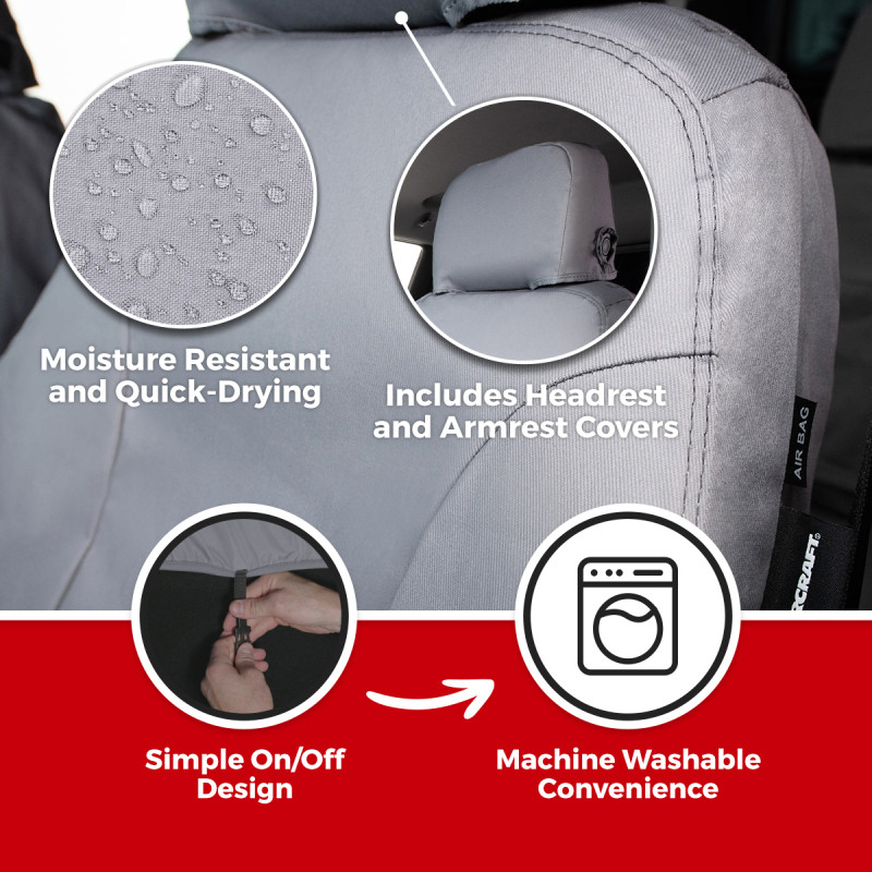 Covercraft 19-23 Ford Transit Polycotton SeatSaver Custom Third Row Seat Covers-Misty Grey - SS6353PCCT Photo - out of package