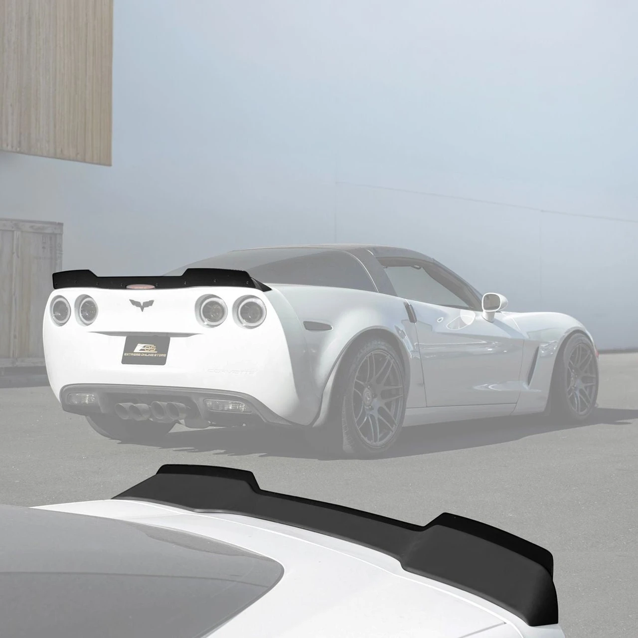 EOS ZR1 Extended Wickerbill Rear Spoiler - Matte Black - 05-13 C6 Corvette (SPOILER-1288-ABS)