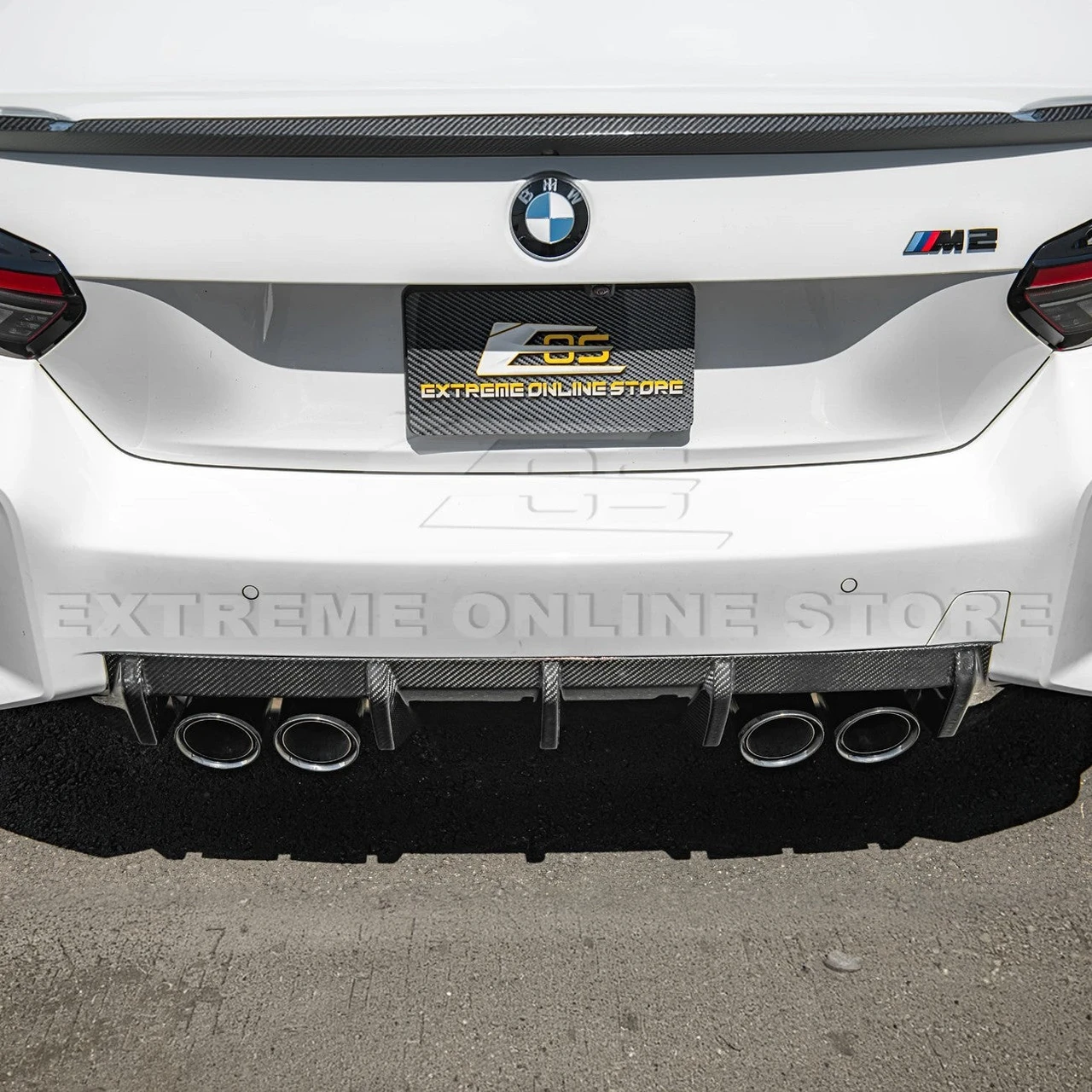 EOS Carbon Fiber Rear Diffuser - 2023+ BMW M2 G87 (DIFF-896-BKCF)