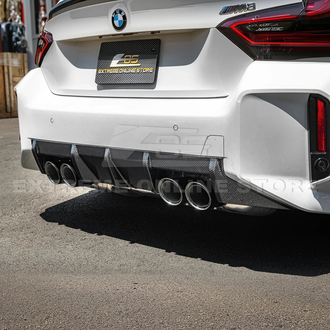 EOS Carbon Fiber Rear Diffuser - 2023+ BMW M2 G87 (DIFF-896-BKCF)