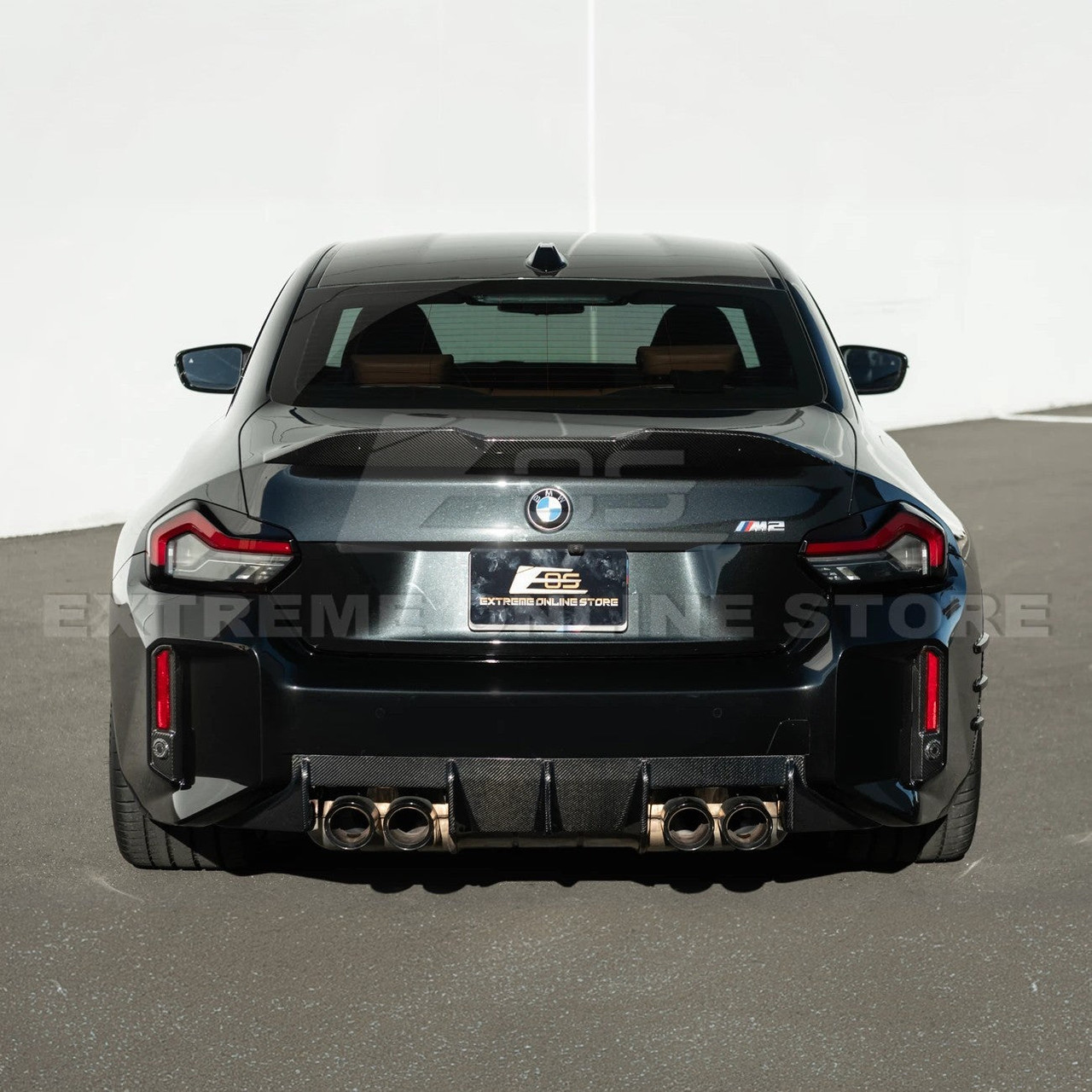 EOS Carbon Fiber Rear Bumper Deflectors - 2023+ BMW M2 G87 (VENT-1429-BKCF)