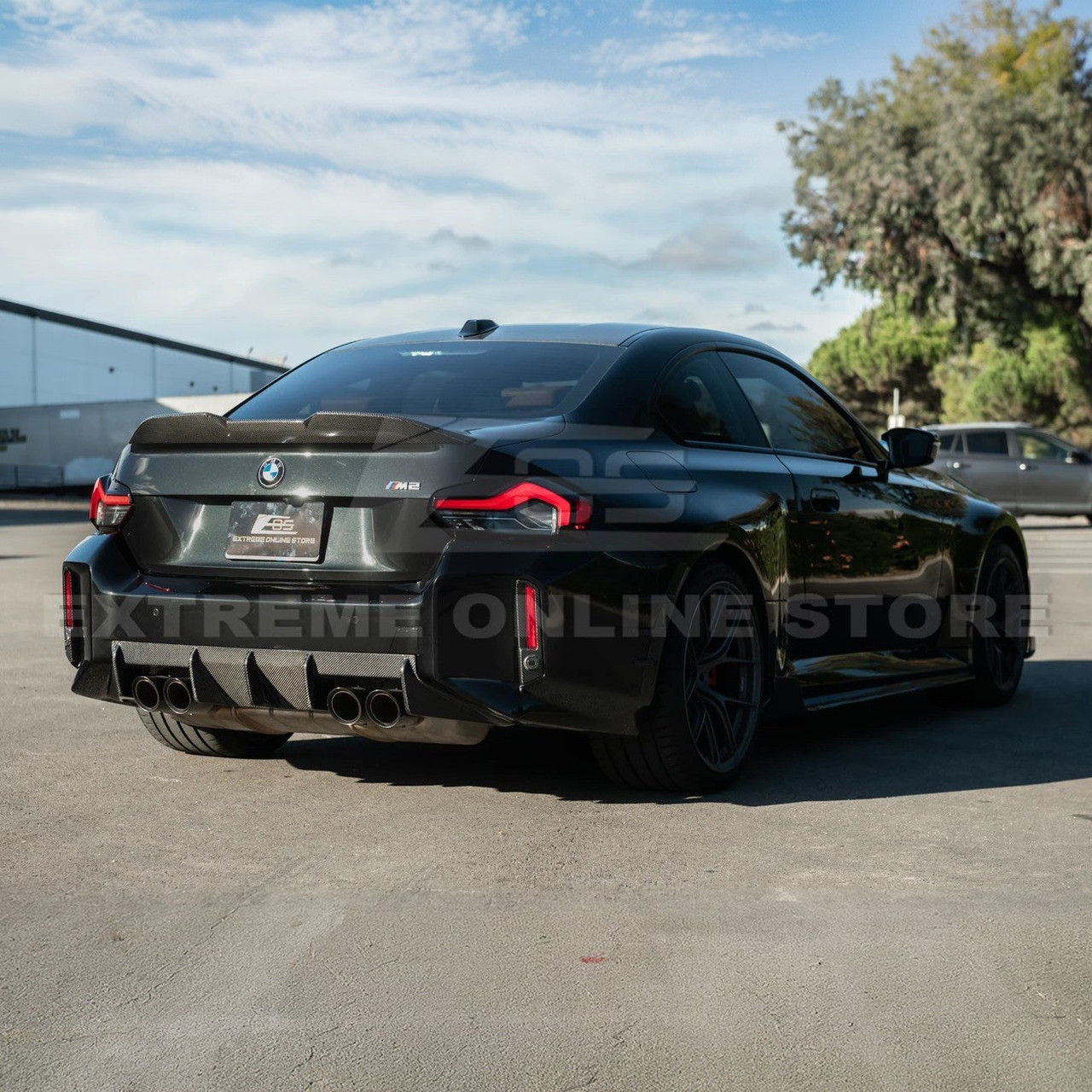 EOS Carbon Fiber Rear Bumper Deflectors - 2023+ BMW M2 G87 (VENT-1429-BKCF)