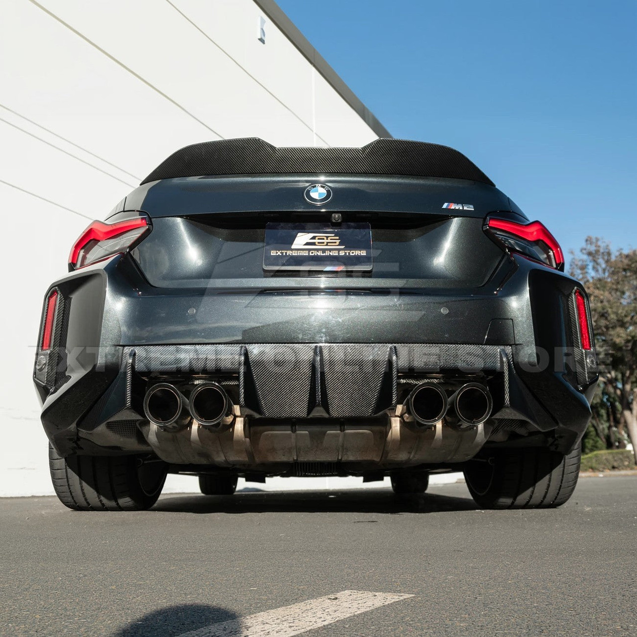 EOS Carbon Fiber Rear Bumper Deflectors - 2023+ BMW M2 G87 (VENT-1429-BKCF)