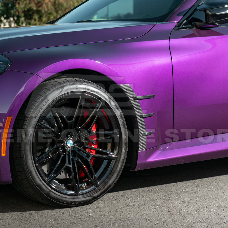 EOS Carbon Fiber Fender Arch Canards - 2023+ BMW M2 G87 (VENT-1305-BKCF_VENT-1306-BKCF)
