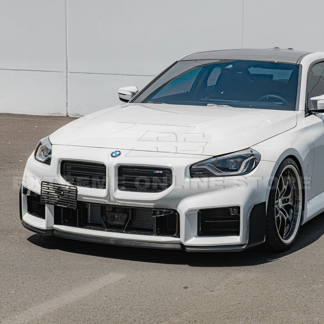 EOS Carbon Fiber Front Splitter - M Performance - 2023+ BMW M2 G87 (FLIP-899-BKCF)