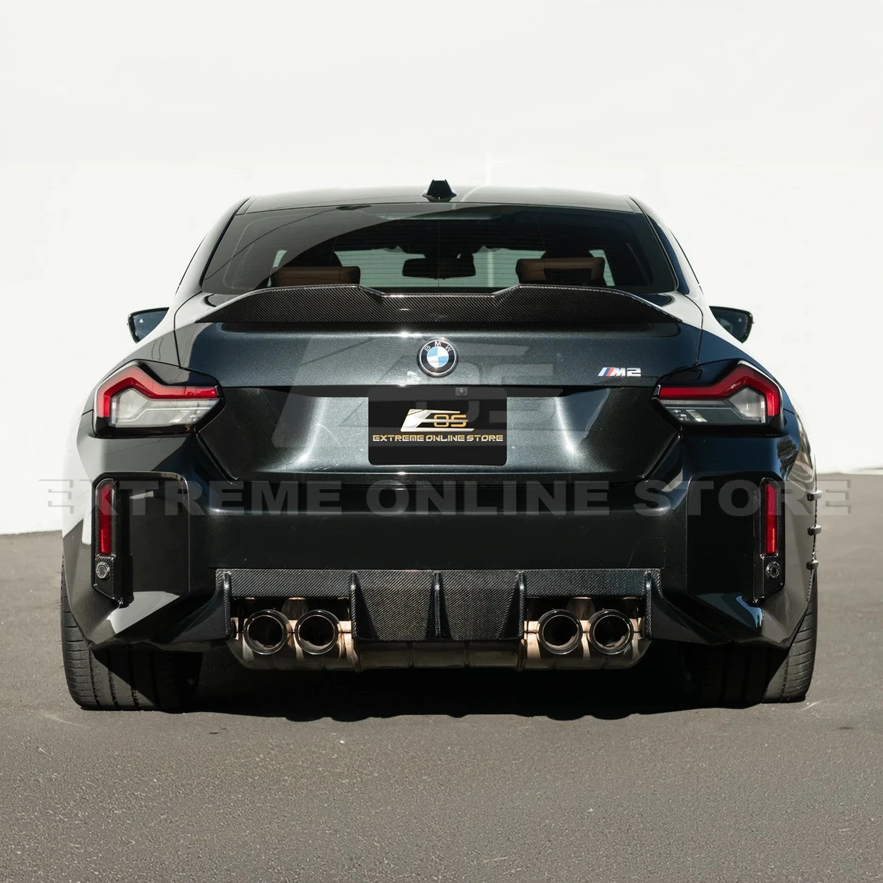 EOS Carbon Fiber Rear Diffuser - M Performance - 2023+ BMW M2 G87 (DIFF-1303-BKCF)