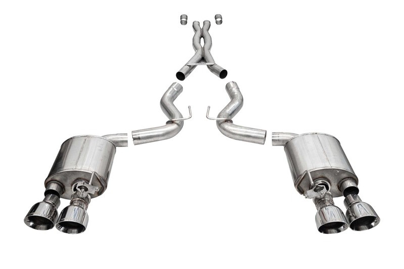 Corsa 20-22 Ford Mustang GT500 3.0in Dual Rear Exit Catback w/ Twin 5.0in Polish Slash Cut Pro Tips - 21291 Photo - Primary