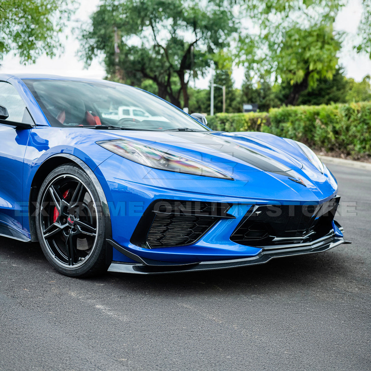 EOS Z07 Style Front Splitter & Carnards - Hydro Dipped Carbon - C8 Corvette (FLIP-476-CFLK_SPLITTER-477-CFLK)
