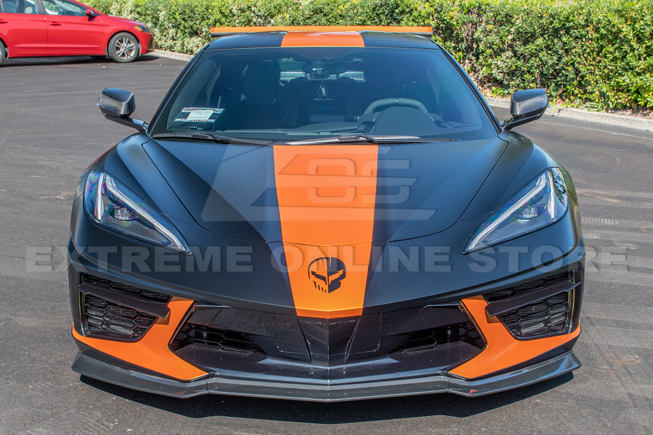 EOS Front Splitter & Carnards Z07 Style - Hydro-Dipped Carbon Fiber - C8 Corvette