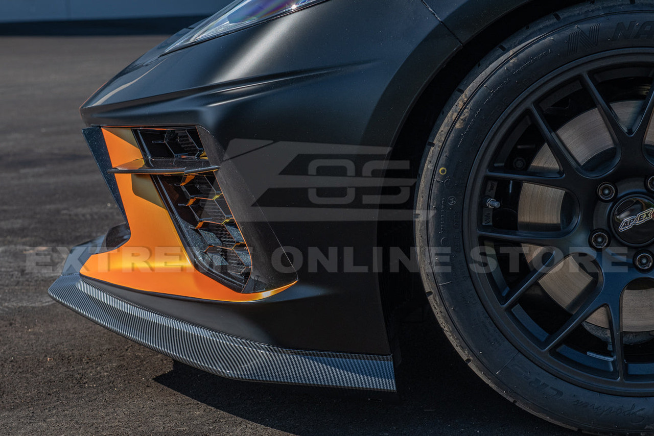 EOS Front Splitter & Carnards Z07 Style - Hydro-Dipped Carbon Fiber - C8 Corvette