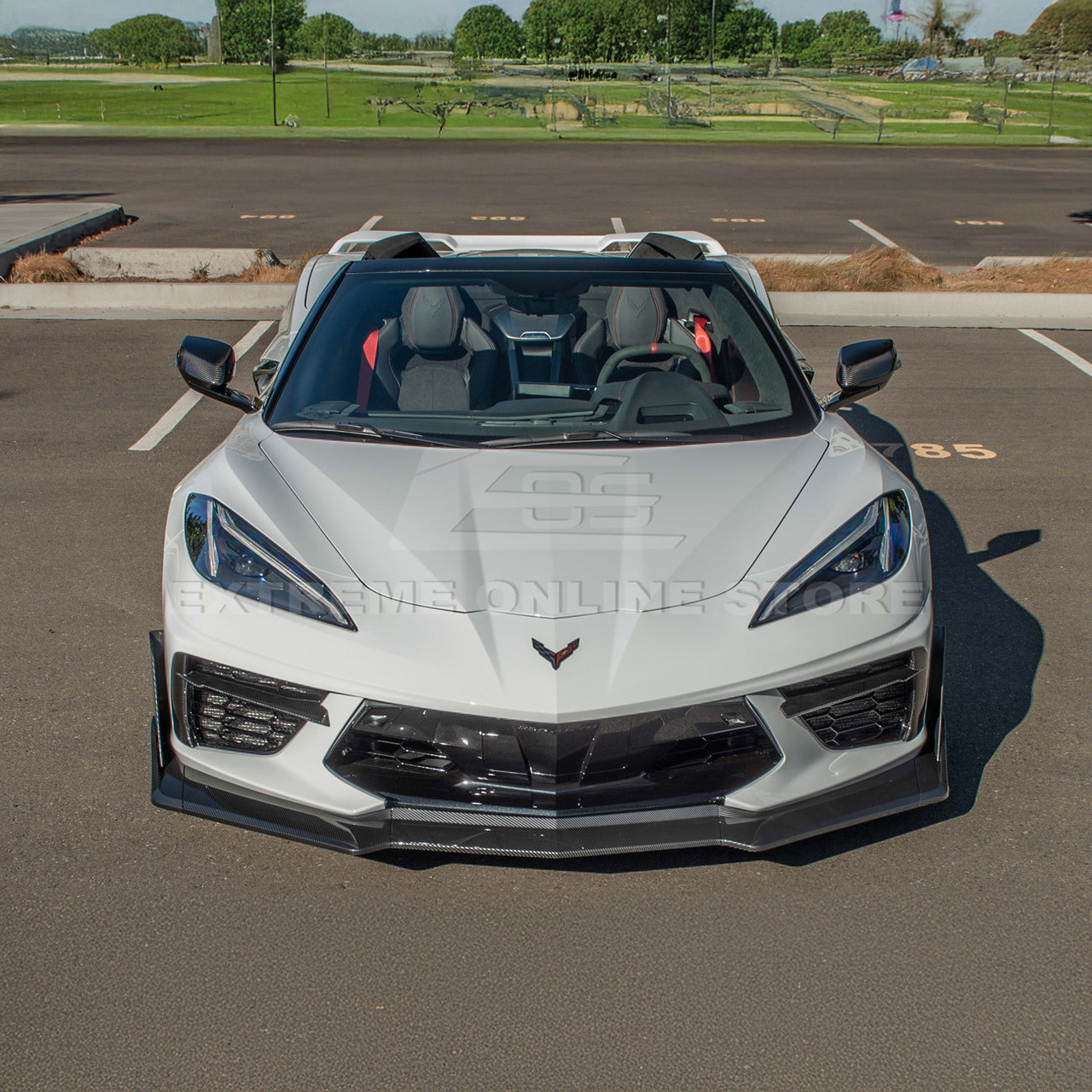 EOS Track Edition Front Splitter - Hydro Dipped Carbon - C8 Corvette (FLIP-511-CFLK)