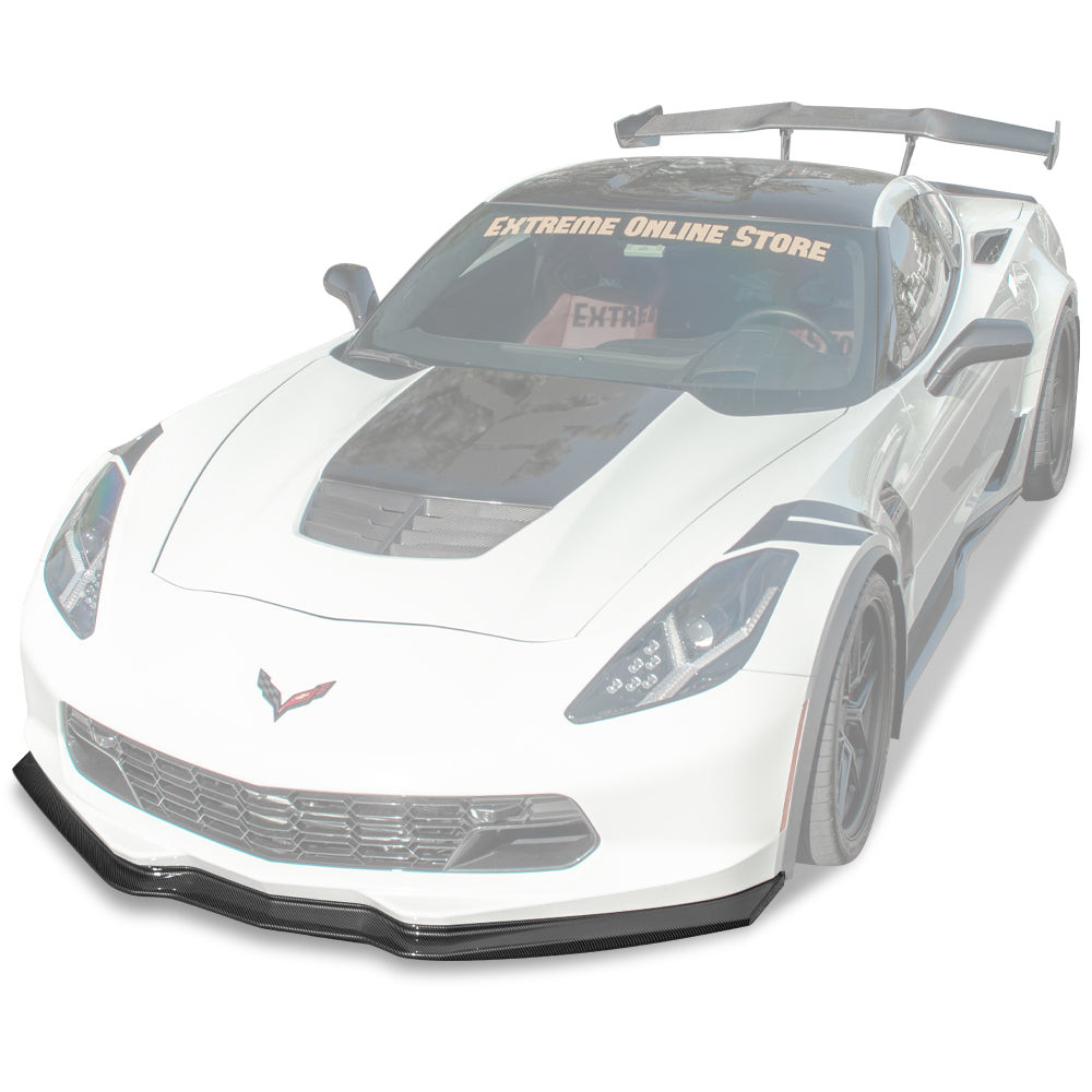 EOS Stage 2 Front Splitter w/o Winglets - Hydro-Dip Carbon Fiber - C7 Corvette Stingray / GS / Z06 (FLIP-092-CFLK)