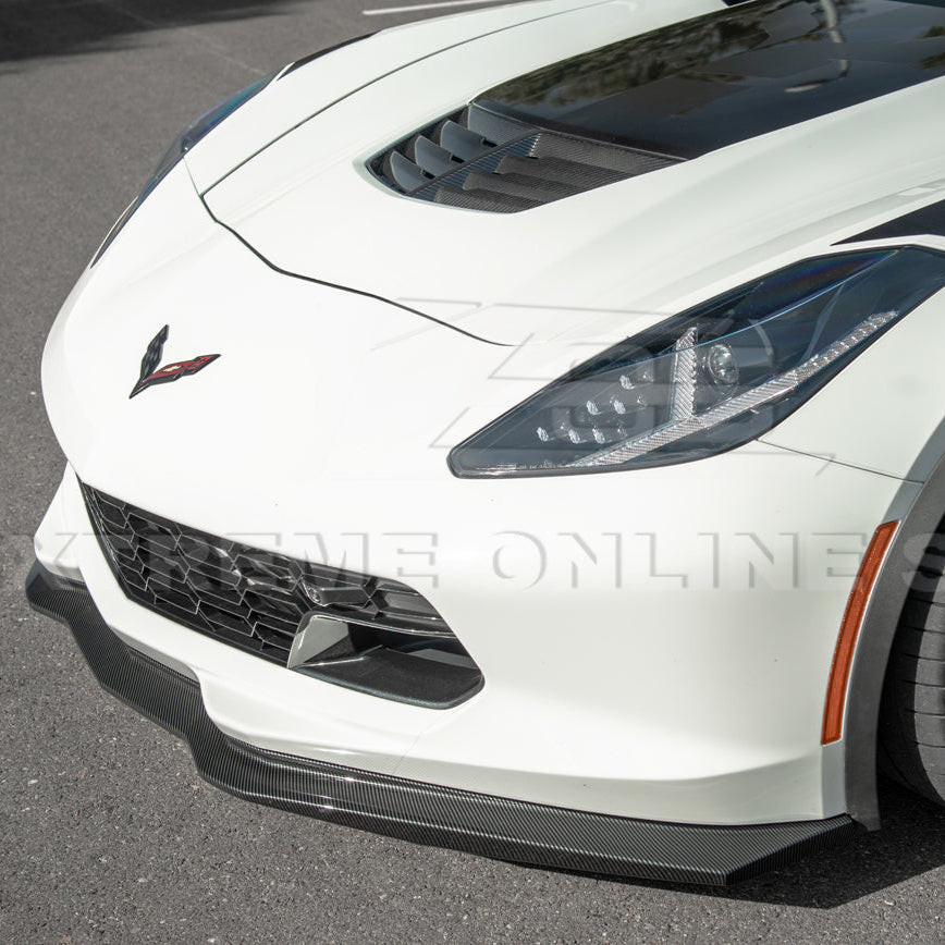 EOS Stage 2 Front Splitter w/o Winglets - Hydro-Dip Carbon Fiber - C7 Corvette Stingray / GS / Z06 (FLIP-092-CFLK)