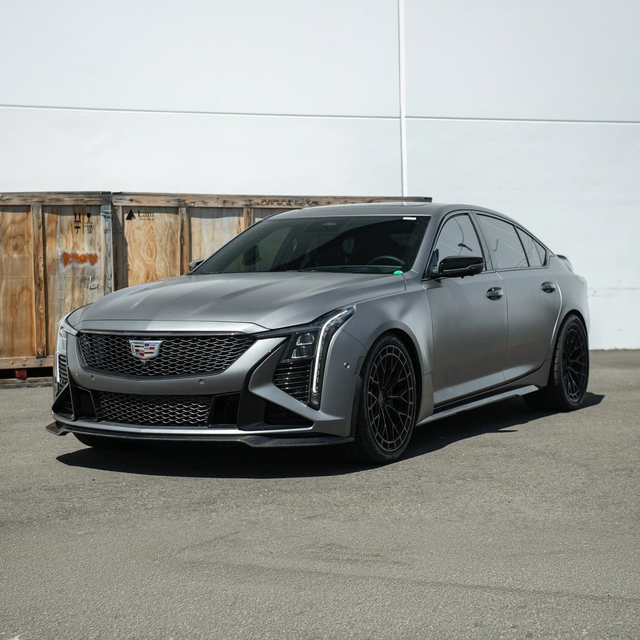 EOS Carbon Fiber Front Splitter - 2025+ Cadillac CT5-V Blackwing (FLIP-1436-BKCF)