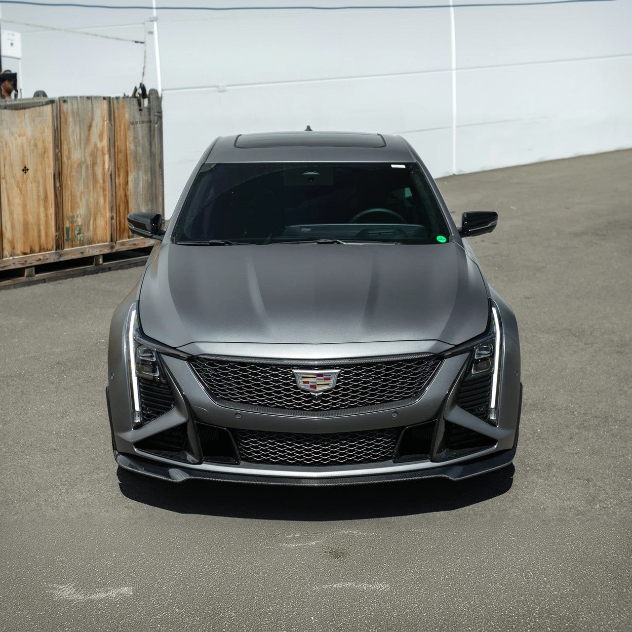 EOS Carbon Fiber Front Splitter - 2025+ Cadillac CT5-V Blackwing (FLIP-1436-BKCF)