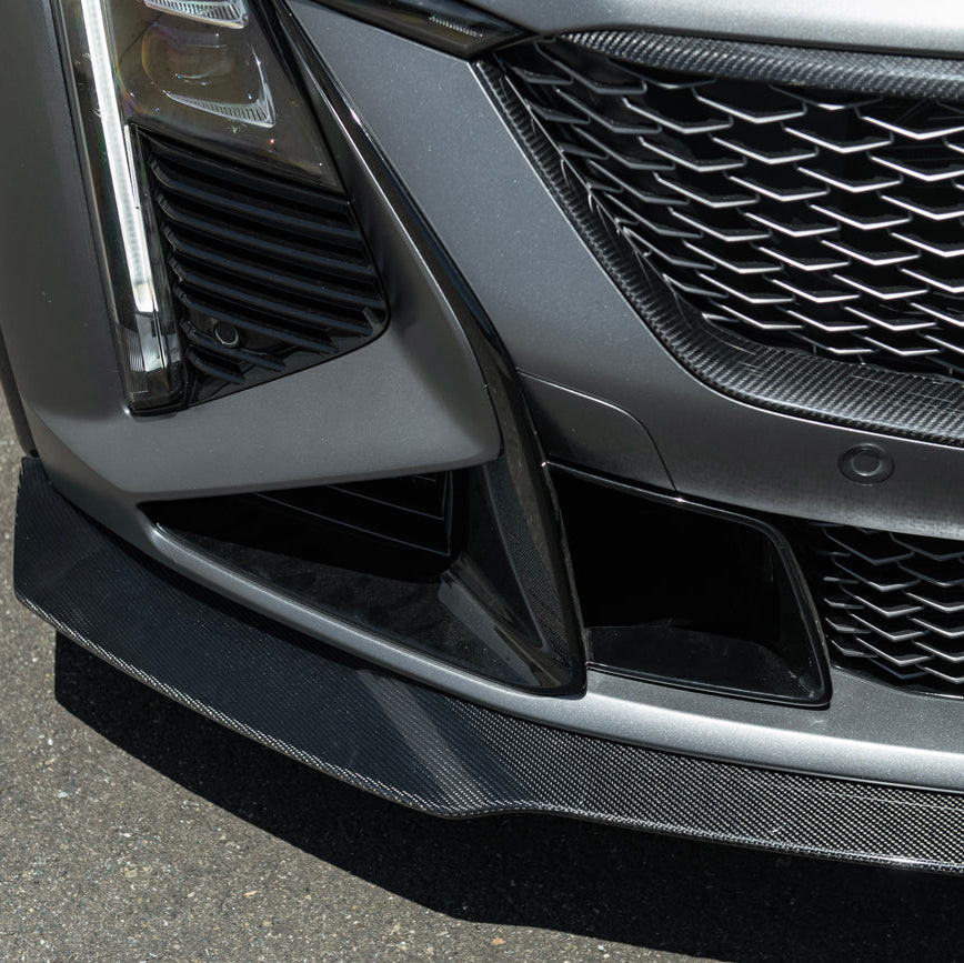 EOS Carbon Fiber Front Splitter - 2025+ Cadillac CT5-V Blackwing (FLIP-1435-DRYCF)