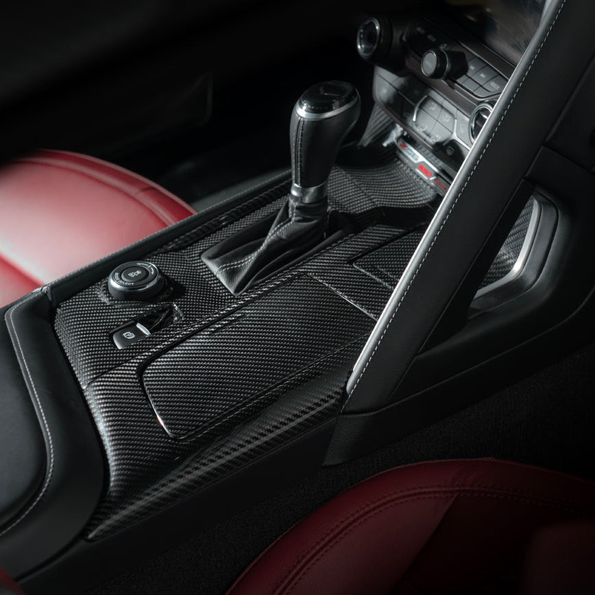 EOS Carbon Fiber Center Console Cup Holder Trim - 14-19 C7 Corvette (VENT-1403-BKCF)