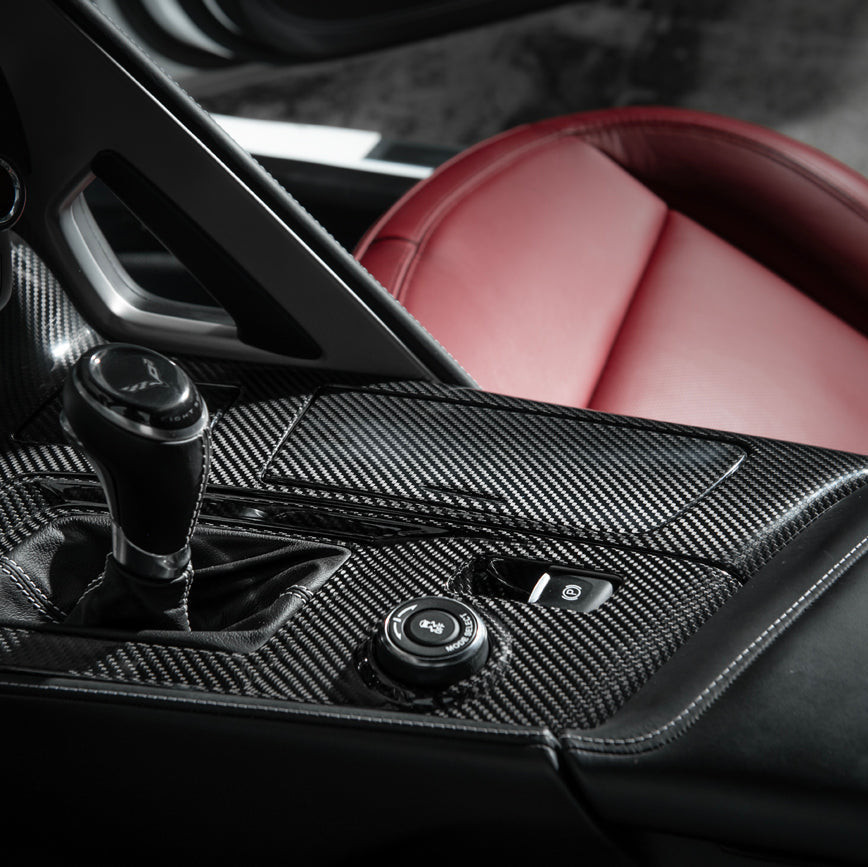 EOS Carbon Fiber Center Console Cup Holder Trim - 14-19 C7 Corvette (VENT-1403-BKCF)