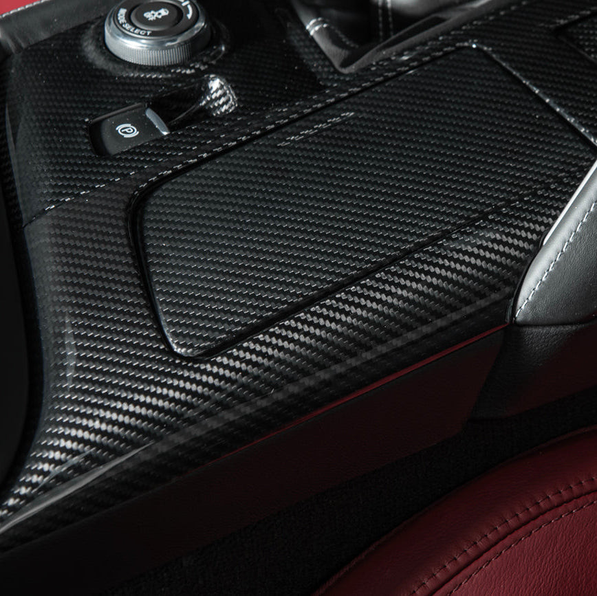 EOS Carbon Fiber Center Console Cup Holder Trim - 14-19 C7 Corvette (VENT-1403-BKCF)